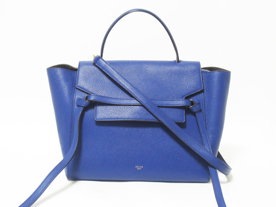 美品【セリーヌ】ベルトバッグ ミニハンドバッグ 2wayバッグ BELT BAG MINI ベルトバッグ ミニ ハンドバッグ レザー グレー