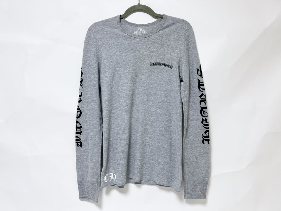 Chrome Hearts クロムハーツ ロングプルオーバー THERMAL サーマル 腕ロゴタイプ 長袖カットソー 薄墨色  綿織物 ポリエステル M大きさ 美品【中古】
