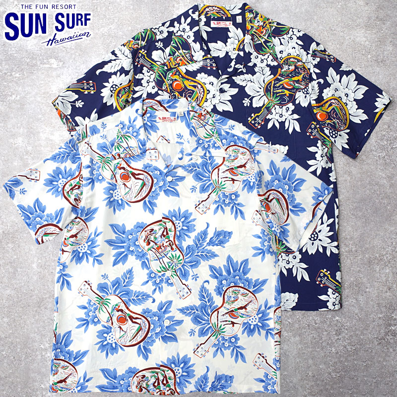 SUNSURF サンサーフ #SS39613 半袖 レーヨン アロハシャツ『UKULELE MELODY』ハワイアンシャツ メンズ 男性 オープンカラーシャツ 開襟 春 夏 トップス ショートスリーブ カジュアル アメカジ ヴィンテージ風｜ミリタリー百貨シービーズ