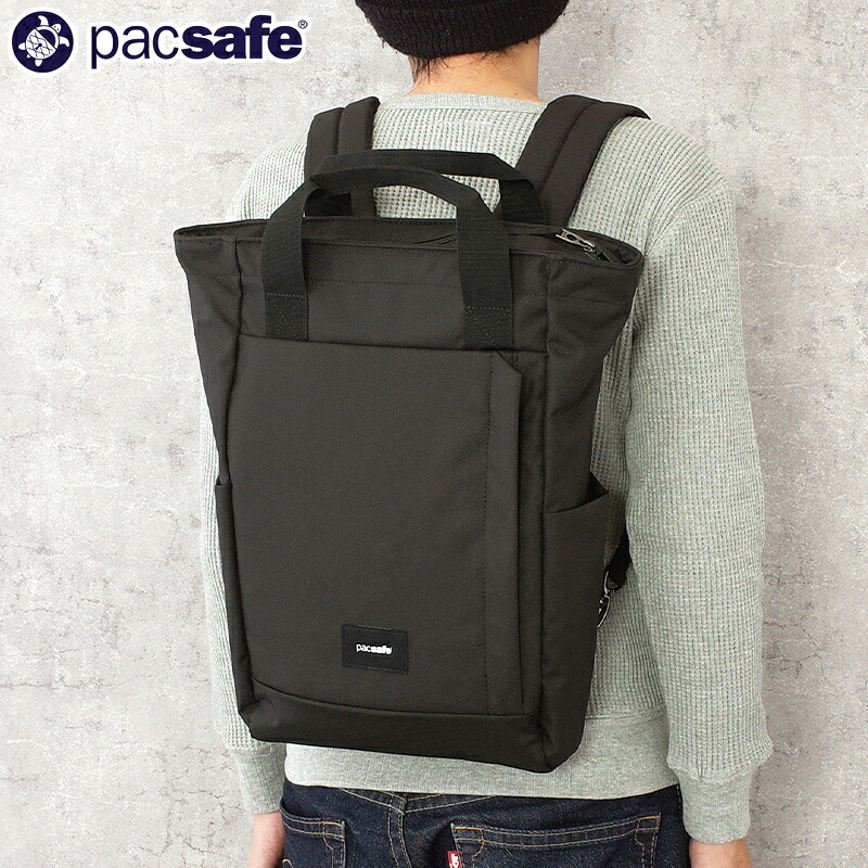 PACSAFE パックセーフ #12970393(35190) GO トートパック トートバッグ リュック 鞄 カバン メンズ レディース 男性 女性 ユニセックス 盗難防止機能 セキュリティ 海外旅行 アウトドア 通勤 通学 無地 2WAY PC収納
