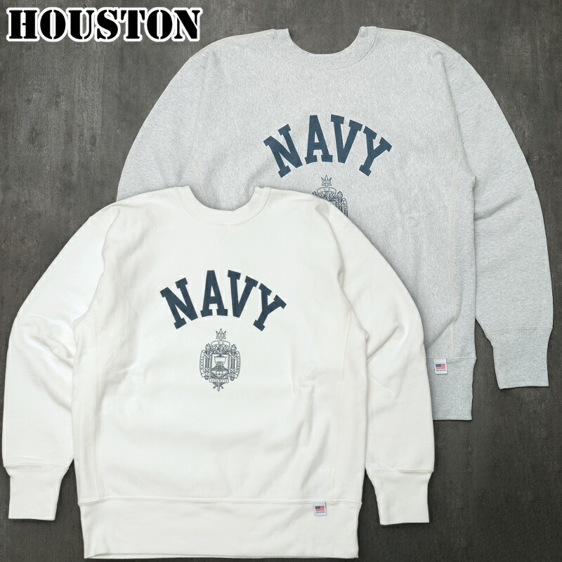 20%OFF！■HOUSTON ヒューストン #22311 長袖 U.S.コットンスウェット『USNA』 トレーナー メンズ 男性 トップス ロングスリーブ カジュアル アメカジ USNA 春 秋 冬 裏起毛