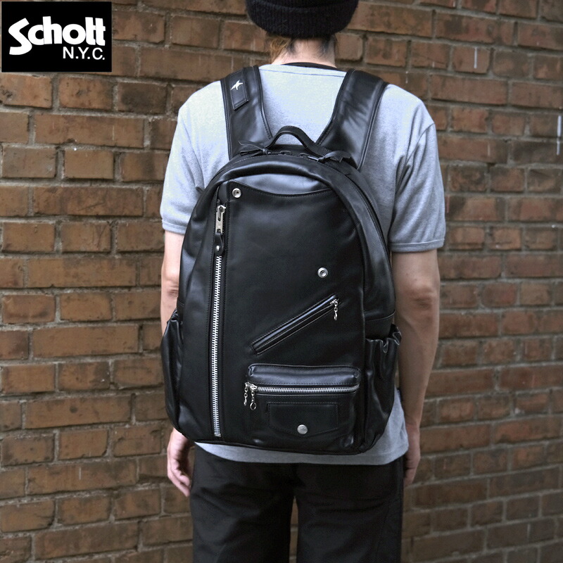 極美品✨ Schott ライダース デイバッグ レザー リュック ブラック Schott N.Y.C ショット メンズ LEATHER RIDERS DAY BAG 本革