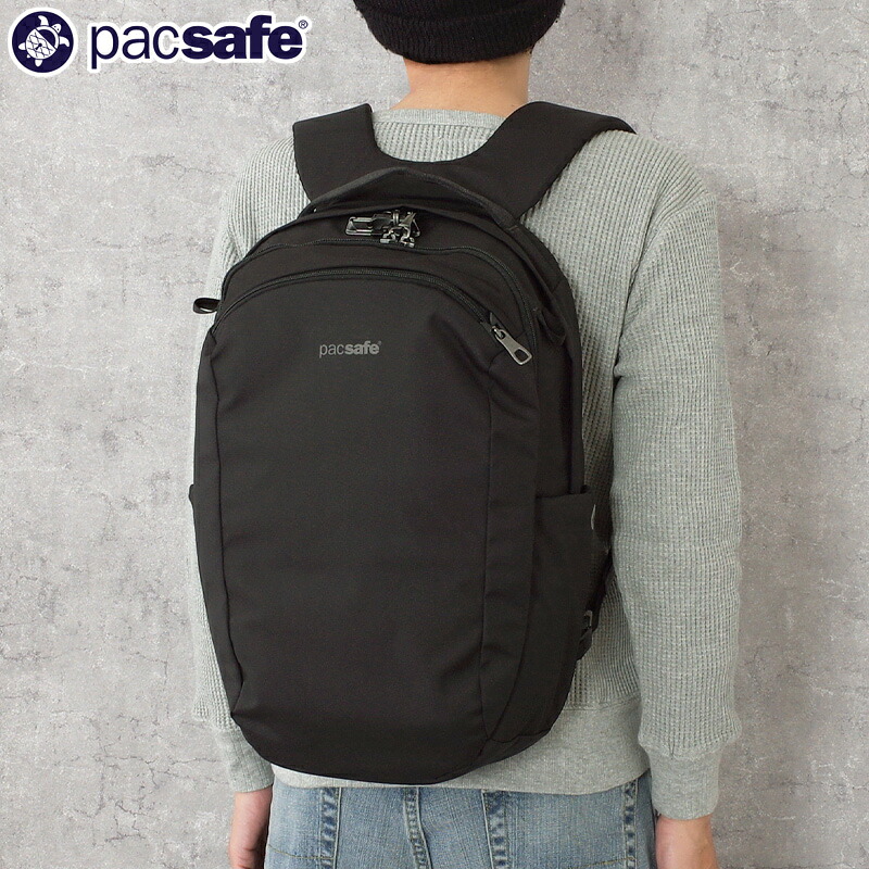 PACSAFE パックセーフ #12970375 V26 ツアーバックパック鞄 カバン バッグ メンズ レディース 男性 女性 ユニセックス リュック 盗難防止機能 海外旅行 日帰り 1泊 アウトドア 通勤 通学 黒|ミリタリー百貨シービーズ