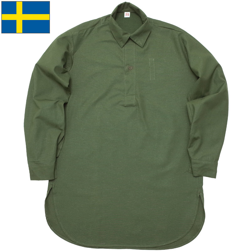 楽天市場】スウェーデン軍 M-55 プルオーバーシャツ 襟付き 長袖 USED