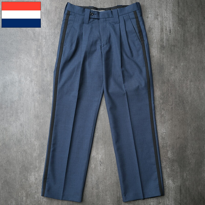 楽天市場】オランダ ポリス サイドライン ドレスパンツ ブルー 厚手