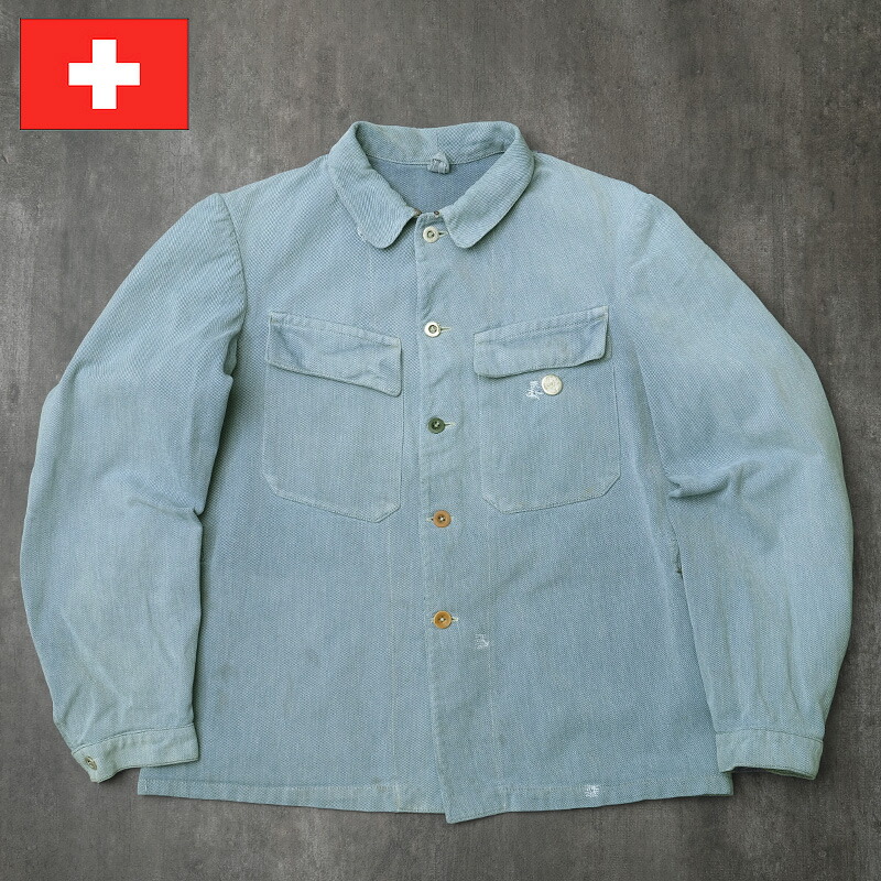 楽天市場】スイス軍 デニムジャケット ブルー オールドスタイル USED