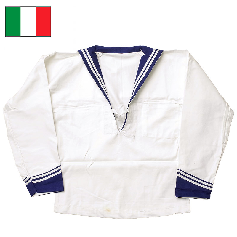 Ｉイタリア軍＊１９５０年代＊海軍＊セーラー服（実物） イタリア軍.海軍夏用セーラー服[ホワイト&ブルー]《実物・新品