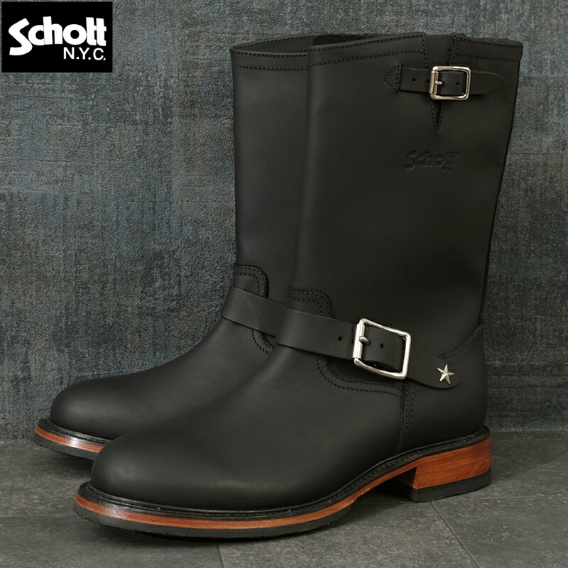 楽天市場】ショット エンジニアブーツ ブラック レザー ロング Schott