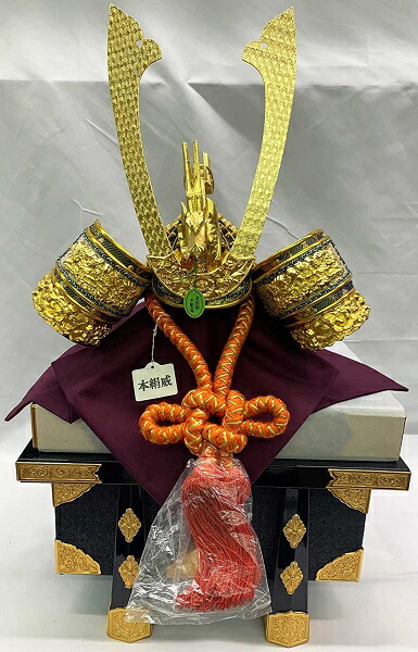 楽天市場】兜飾り 源氏兜18号合わせ鉢 本金箔押し小札 総角結び