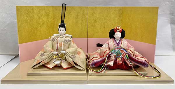 楽天市場】親王飾り 親王のみ 京十二番 緑と桃の向鶴文緑色の唐織衣装