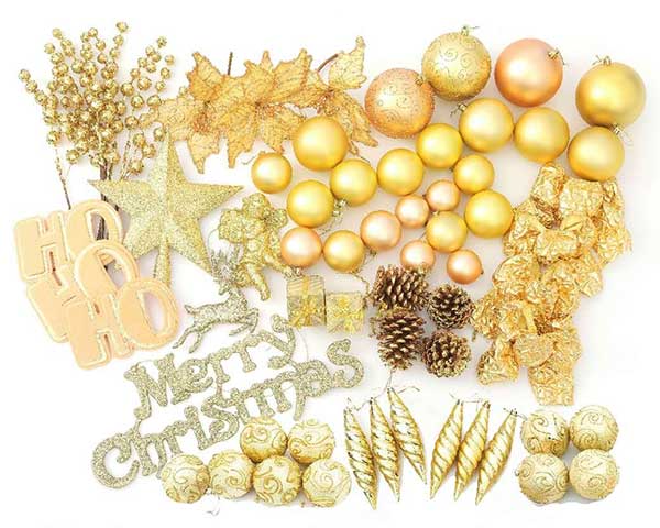 29-12OM 金ピンクオーナメントセットのみ 150~210cm用オーナメント　ツリー　リース　ガーランド　クリスマス　パーティー　装飾　デコレーション　クリスマスオーナメント　クリスマスデコレーション　クリスマスツリー　インテリア　クリスマスガーランド　メリクリ｜山本人形店 9,351円