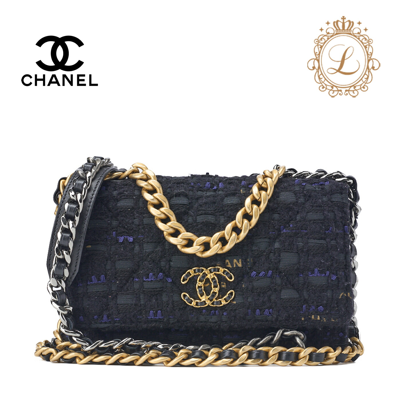 楽天市場】【バッグ】CHANEL シャネル ツイード風プリント チェーン