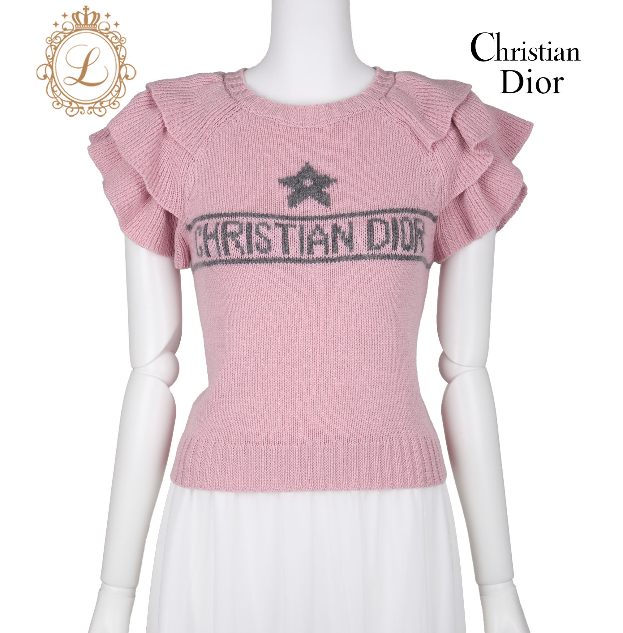 楽天市場】【返品可】Dior ディオール ロゴ カシミヤ ニット 34 ピンク 