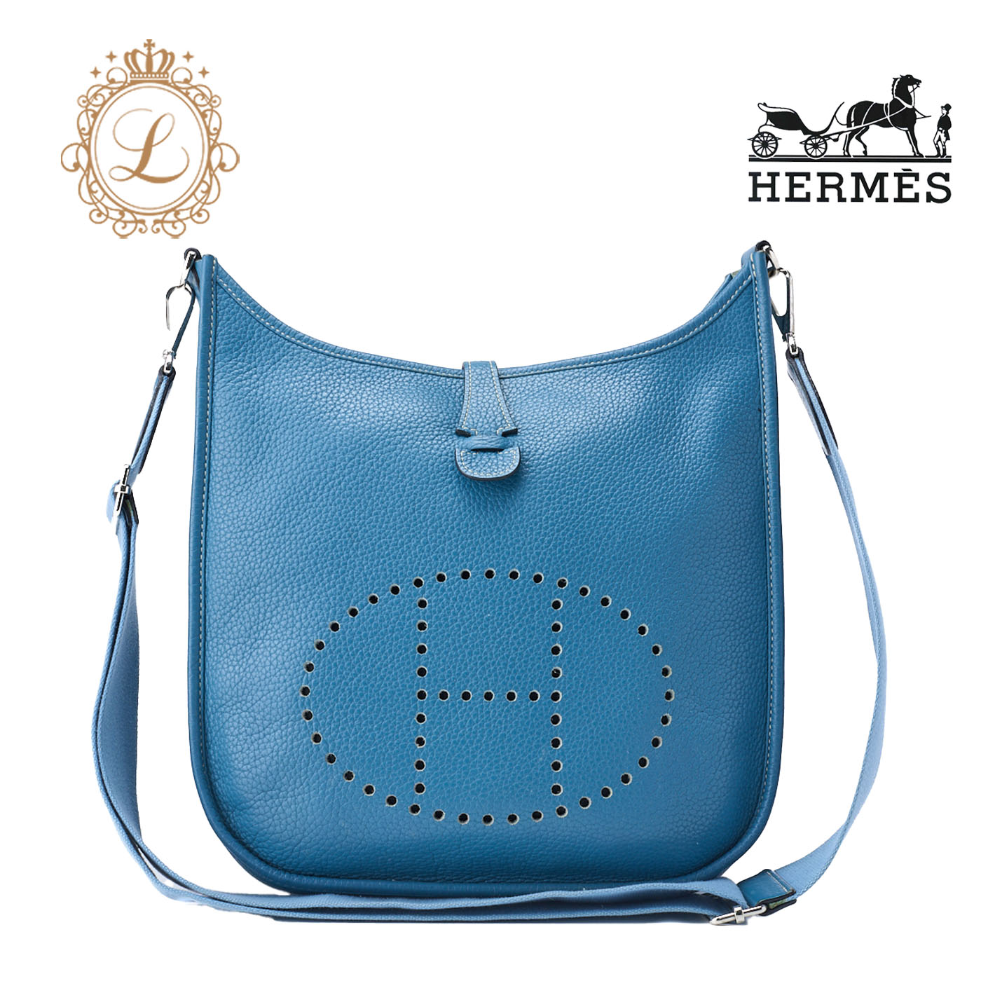エルメス HERMES エブリンPM ショルダーバッグ ブルージーン HERMES エルメス エブリン 3 PM ブルージーン ゴールド金具