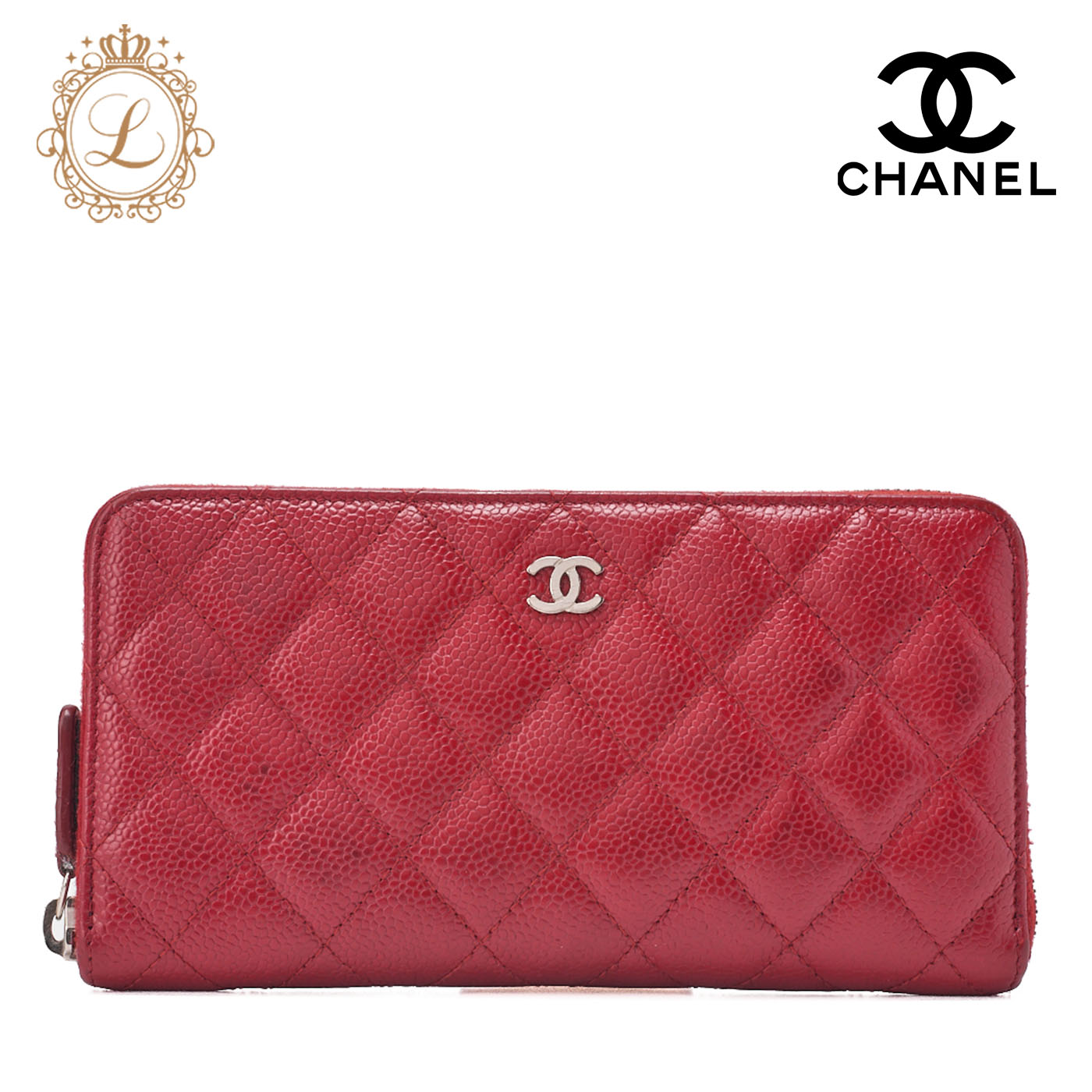 CHANEL キャビアスキン デカココ ラウンドファスナー長財布 レッド 楽天市場】【財布】CHANEL シャネル キャビアスキン ココマーク