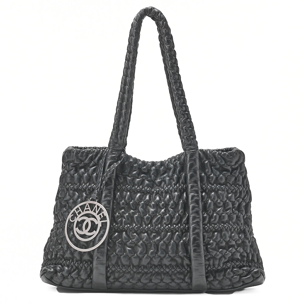 CHANEL シャネル　ラムスキン　バブルキルト　ココチャーム　ショルダー　黒（シルバー金具）レディースバッグ　ブランド【中古】【送料無料】