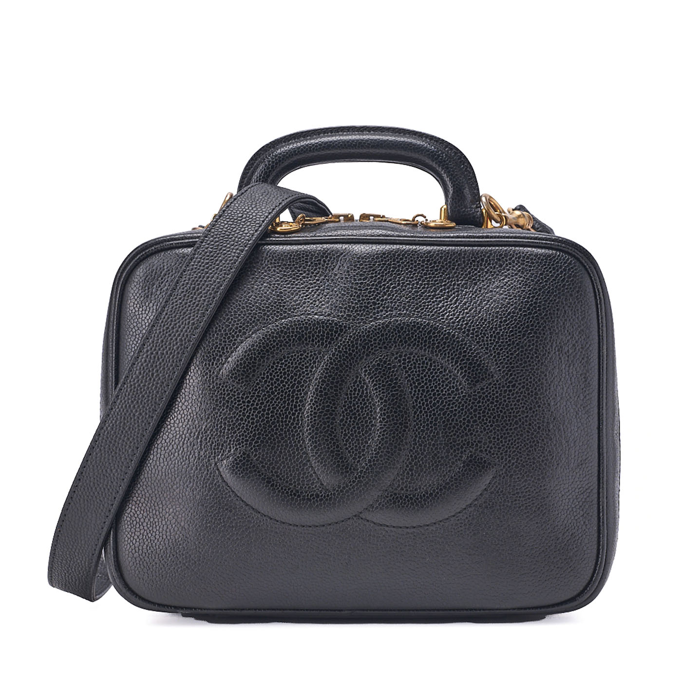 CHANEL　シャネル　ショルダーバッグ　ココマーク　バニティ　2way　キャビアスキン　黒（ゴールド金具）レディース 【送料無料】【中古】