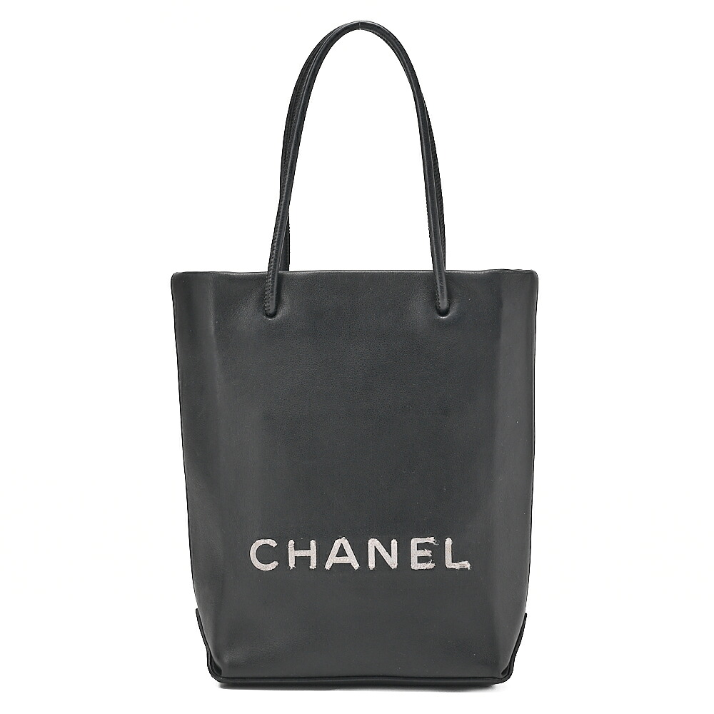 CHANEL シャネル ミニトートバッグ エッセンシャル ロゴマーク ラムスキン 黒 シルバー金具 ハンドバッグ ブランド【中古】【送料無料】