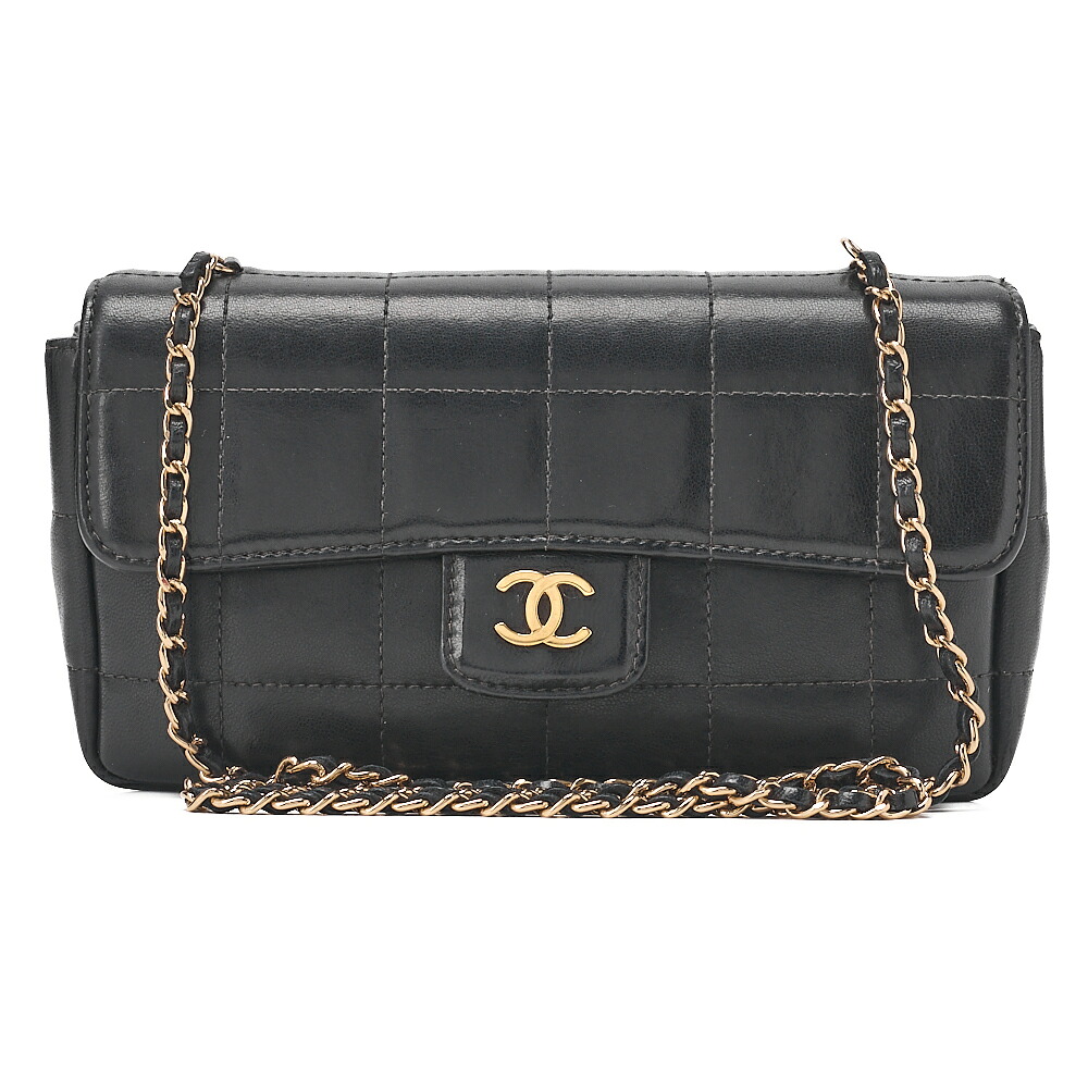 CHANEL シャネル ショルダーバッグ ショルダーバッグ チョコバー ラムスキン 黒 ゴールド金具 ブランド【中古】【送料無料】