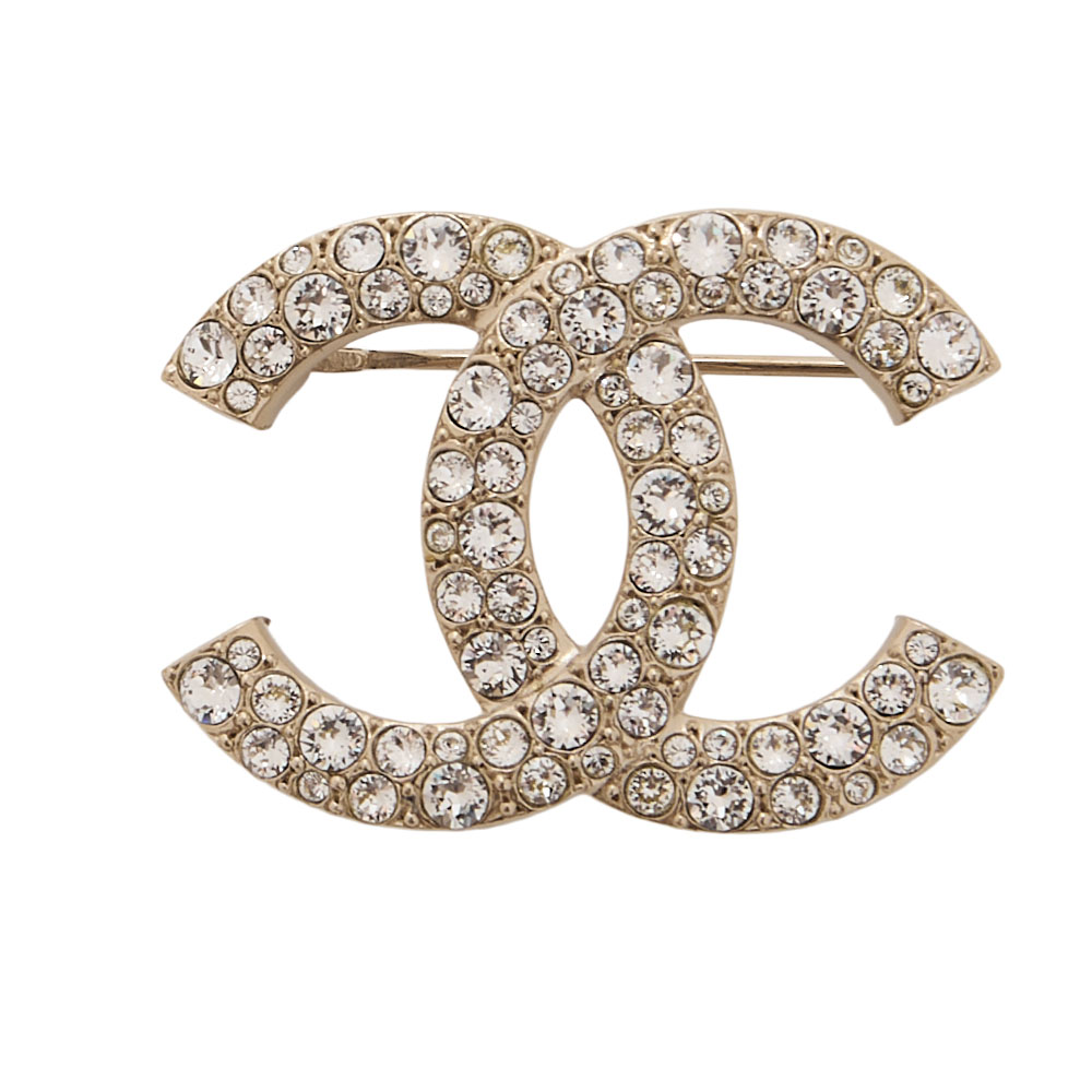 CHANEL シャネル ココマーク C21V ブローチ GP×ラインストーン シャンパンゴールド ゴールド ブローチ レディースブローチ ハイブランド【中古】【送料無料】 58,800円