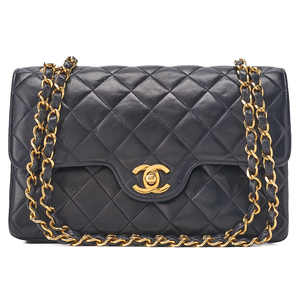 【中古】CHANEL シャネル A01112 マトラッセ25 ラムスキン ゴールド金具 Wフラップ Wチェーン チェーンショルダー 4番台 ブラック ココマーク ターンロック ショルダーバッグ お洒落 鞄 かばん ヴィンテージ 【ブランドギャラリー心斎橋店】 CHANEL（シャネル） （中古）CHANEL A01112 マトラッセ クラシック 25