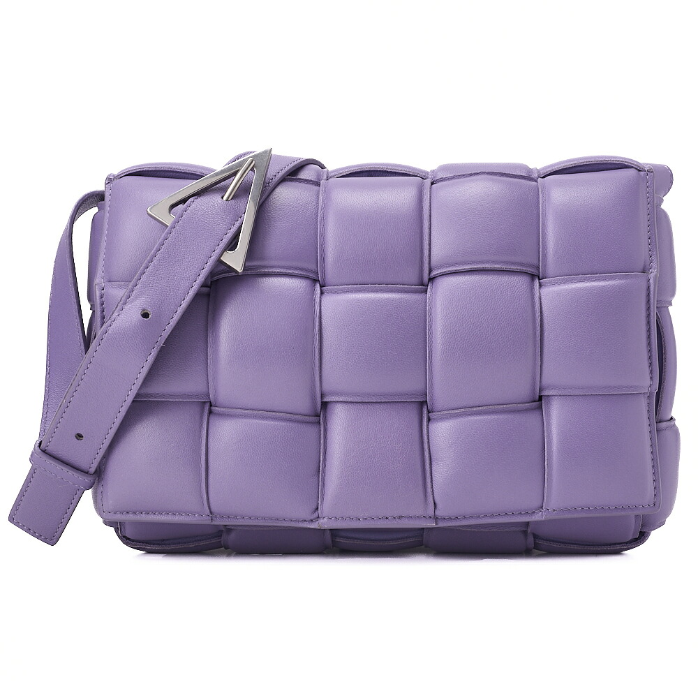BOTTEGA VENETA ボッテガ　イントレチャート　ラムスキン　パデットカセット　ショルダーバック　パープル　シルバー金具 レディースバッグ　ブランド【中古】【送料無料】