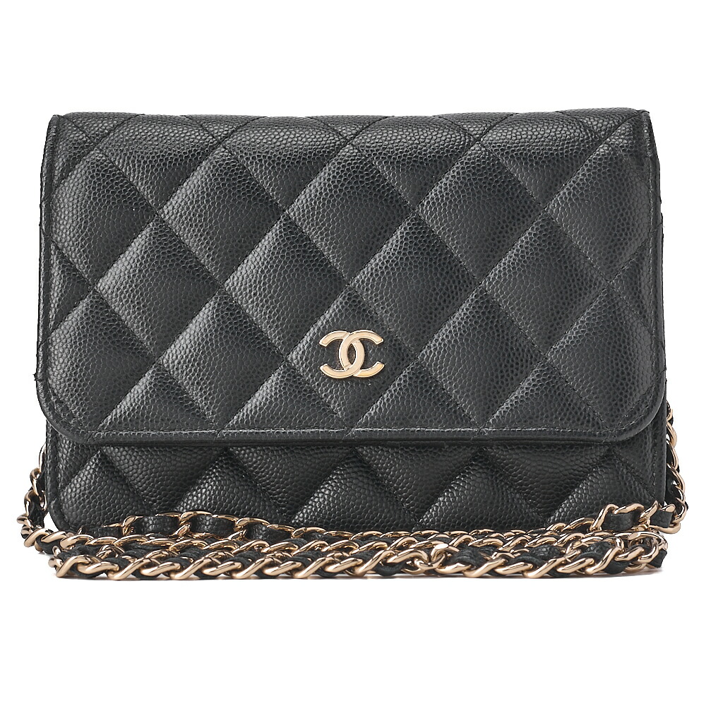 CHANEL シャネル ミニマトラッセ チェーンウォレット マグネットロック キャビアスキン 黒 ゴールド金具 ブランド【中古】【送料無料】