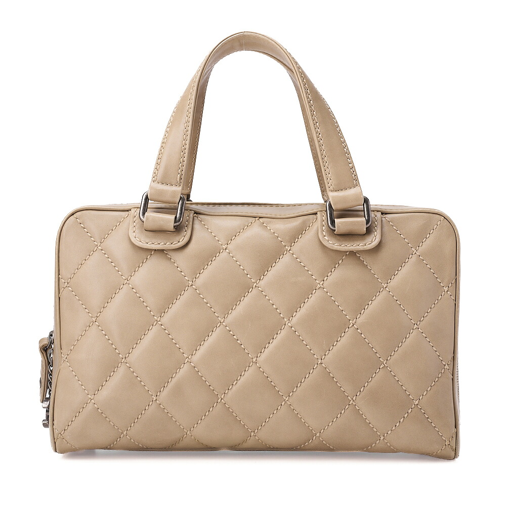 CHANEL シャネル マトラッセ ワイルドステッチ ココチャーム トートバッグ カーフレザー ベージュ（シルバー金具） トートバッグ  レディース ハイブランド【中古】【送料無料】【SS】