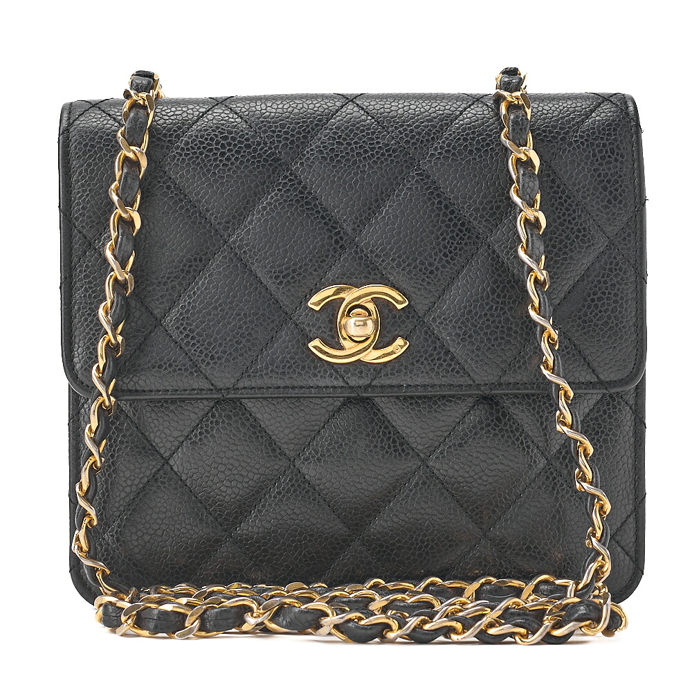 CHANEL シャネル ショルダーバッグ トートバッグ マトラッセ キャビアスキンスクエア チェーンショルダー 黒 ゴールド金具 レディースバッグ ブランド【中古】【送料無料】