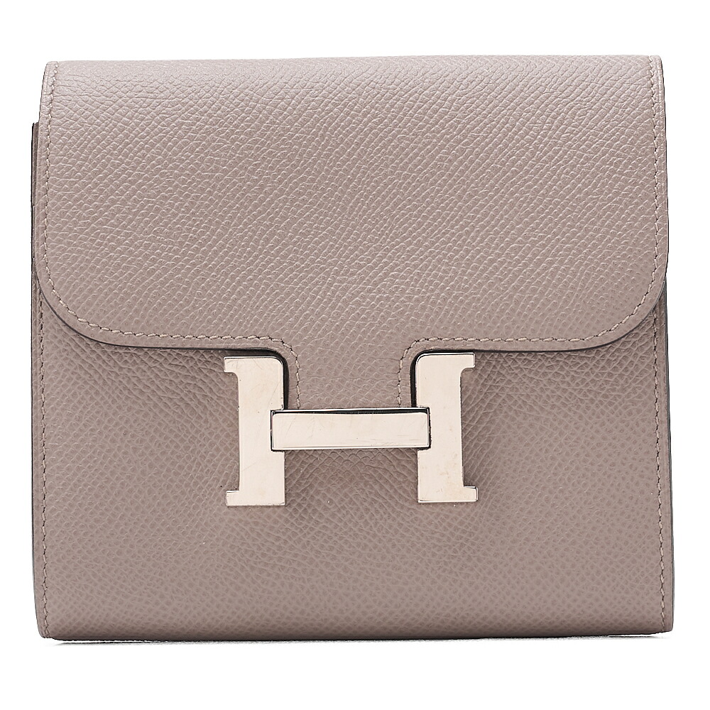 HERMES エルメス コンスタンス コンパクト 2つ折り財布 エプソン エトウープ（シルバー金具）レディースウォレット レディース長財布 札入れ【中古】【送料無料】