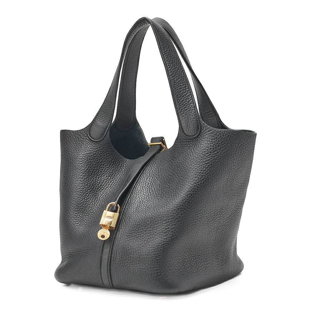 HERMES エルメス ピコタン鍵を掛けるMM ハンドバック トリヨンクレマンス 黒 Black（ゴールド金具）レディース  ご機嫌ブランド名【中古】【貨物輸送無料】