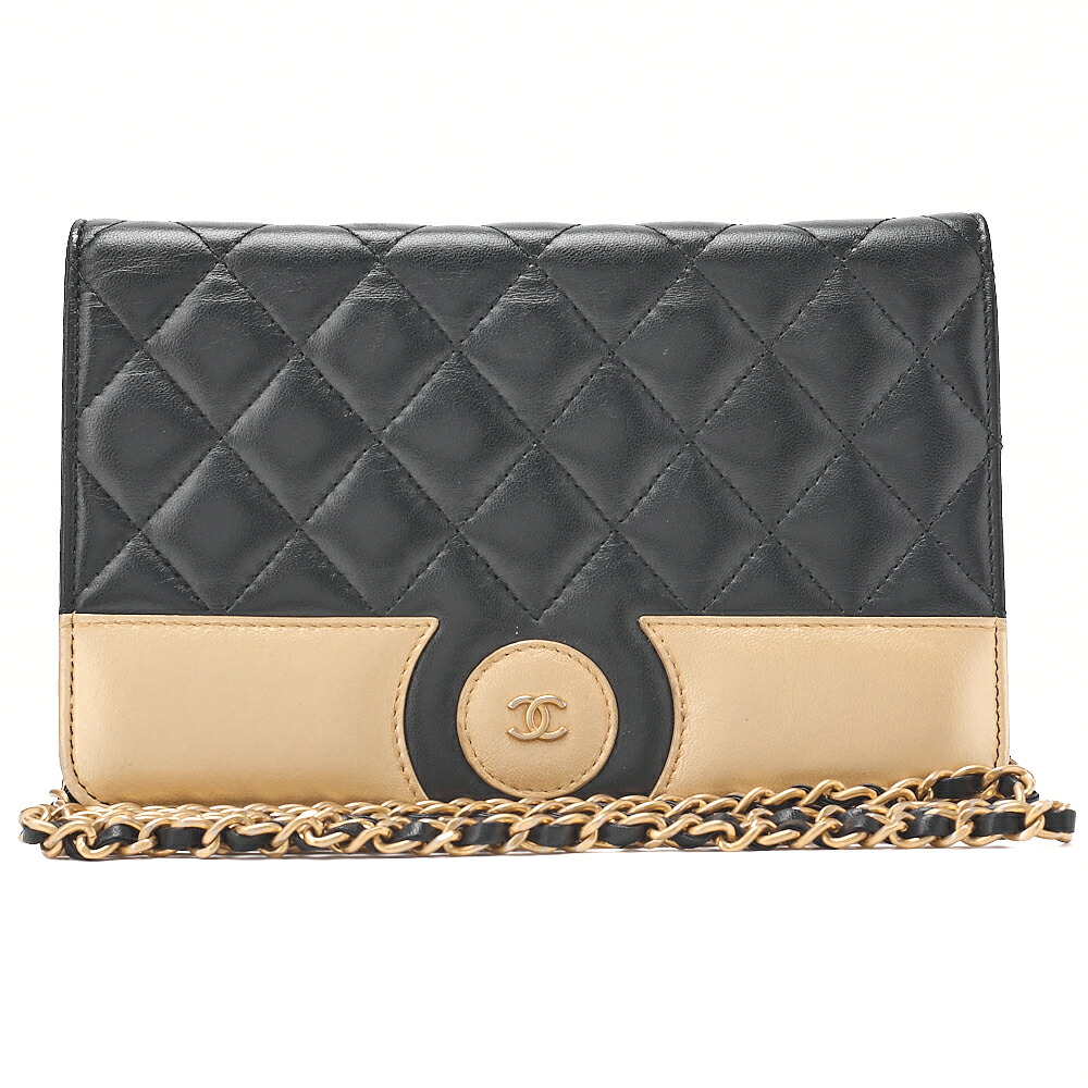 CHANEL シャネル マトラッセ ココマーク チェーンウォレット 子ヒツジ素はだ 黒ｘゴールド（ゴールド金具）レディース御徒面子 レディースショルダーバッグ ショルダーバッグ 御機嫌ブランド名【中古】【貨物輸送無料】