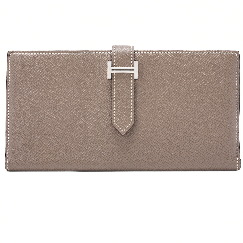HERMES　エルメス　ベアンスフレ　エプソン　2つ折り長財布　エトゥープ　シルバー金具　レディースウォレット レディース長財布　札入れ【中古】【送料無料】