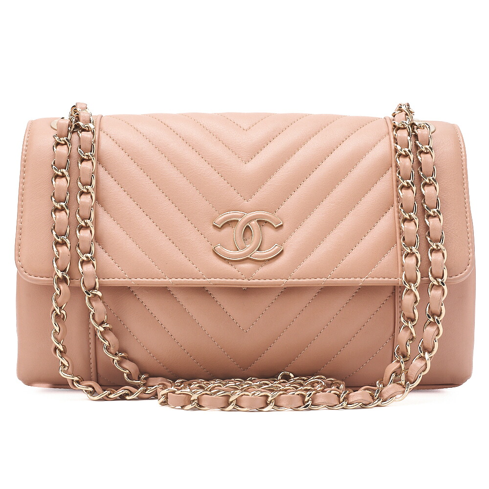 CHANEL シャネル Ｖぬい目 うしろ押し鍵を掛ける ココマーク チェーンショルダ カーフスキン ベージュ系（ゴールド金具） レディース 御徒面子 ショルダーバッグ レディース 【中古】【貨物輸送無料】 レディースバッグ-バッグ・小物・ブランド雑貨-ショルダーバッグ・メッセンジャーバッグ
