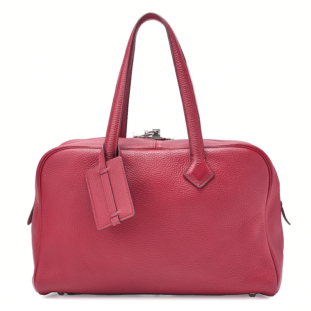 HERMES エルメス ヴィクトリア35 トリヨンクレマンス トートバック ルージュガランス （シルバー金具）  レディース ボストンバッグ ショルダーバッグ【中古】【送料無料】