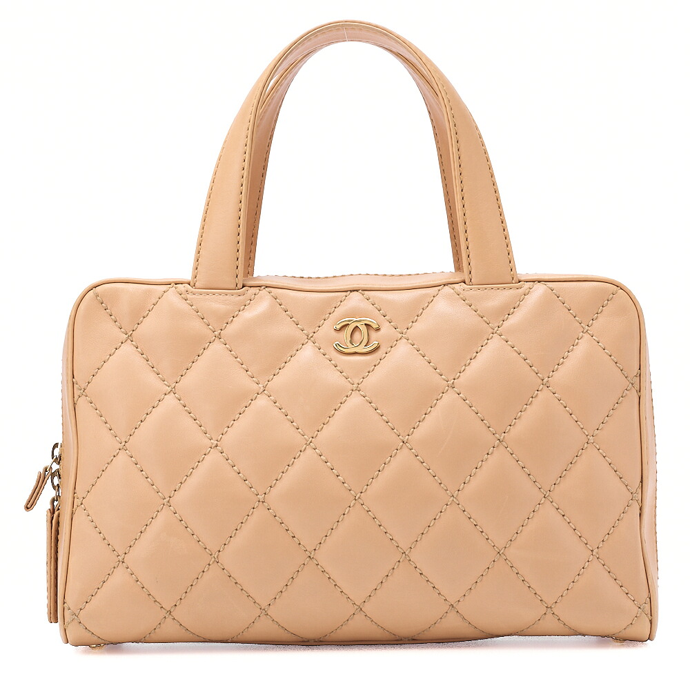 CHANEL シャネル ココマーク ワイルドステッチ ハンドバッグ カーフレザー ベージュ（ゴールド金具） トートバッグ  レディース ハイブランド【中古】【送料無料】【SS】