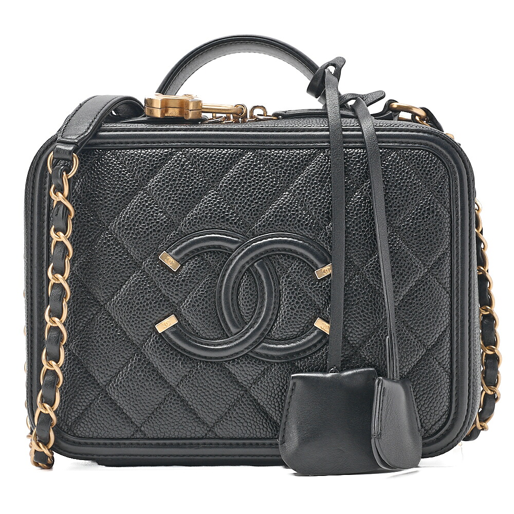 CHANEL シャネル ショルダーバッグ ココマーク CCフィリグリー ２WAYチェーン店肩肉 キャビアひと肌 黒 ゴールド金具 レディース御徒面子 ブランド名【中古】【貨物輸送無料】