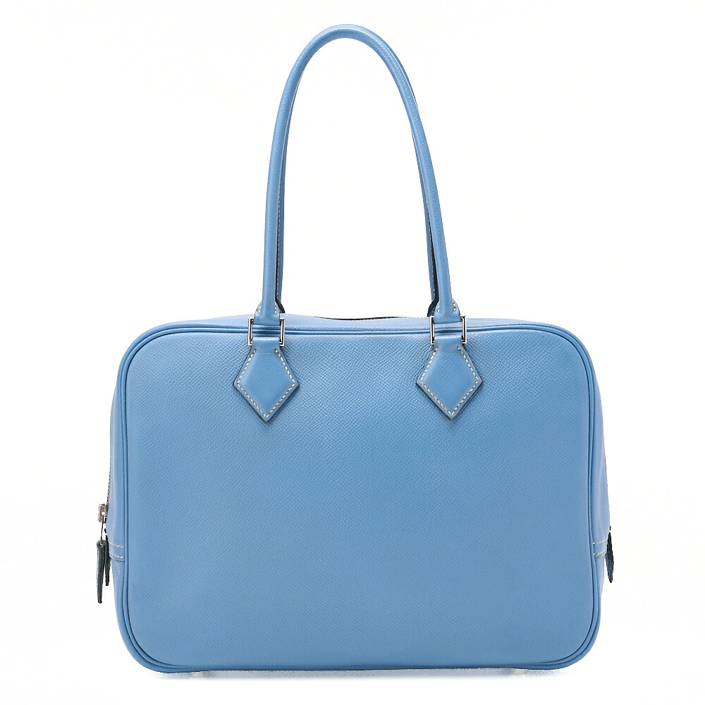 HERMES    エルメス    プリュム 28     エプソン    トートバッグ    青色ジーン □J目じるし（しろがね色金具）レディース御徒面子 ブランド名【中古】【貨物輸送無料】
