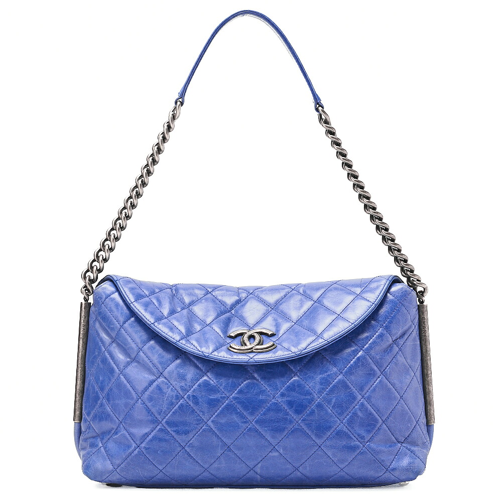CHANEL シャネル  ヴィンテージカーフ マトラッセ シングル チェーン店肩先 青碧 ヴィンテージ金具 レディース御徒面子 ブランド名【中古】【貨物輸送無料】