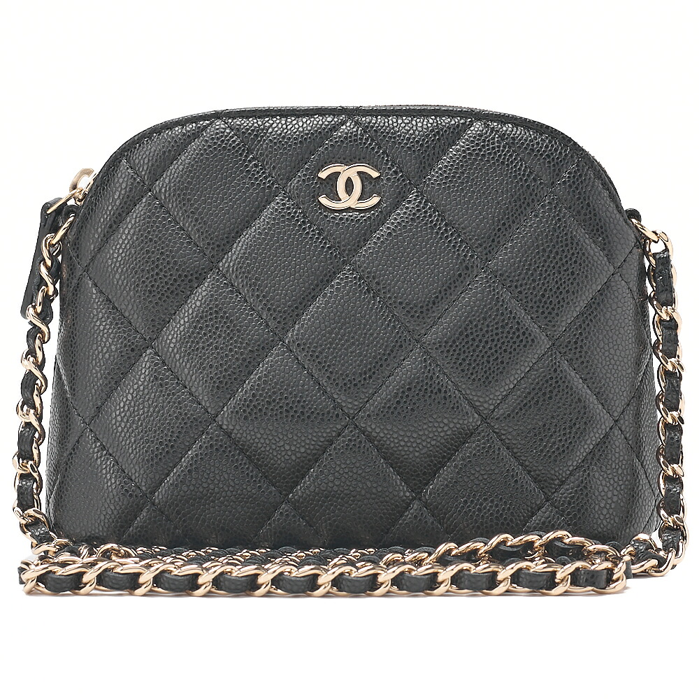 CHANEL シャネル チェーン店ショルダーバッグ ミニマトラッセ16 キャビア人はだ 黒  ゴールド金具 レディース【中古】【貨物輸送無料】