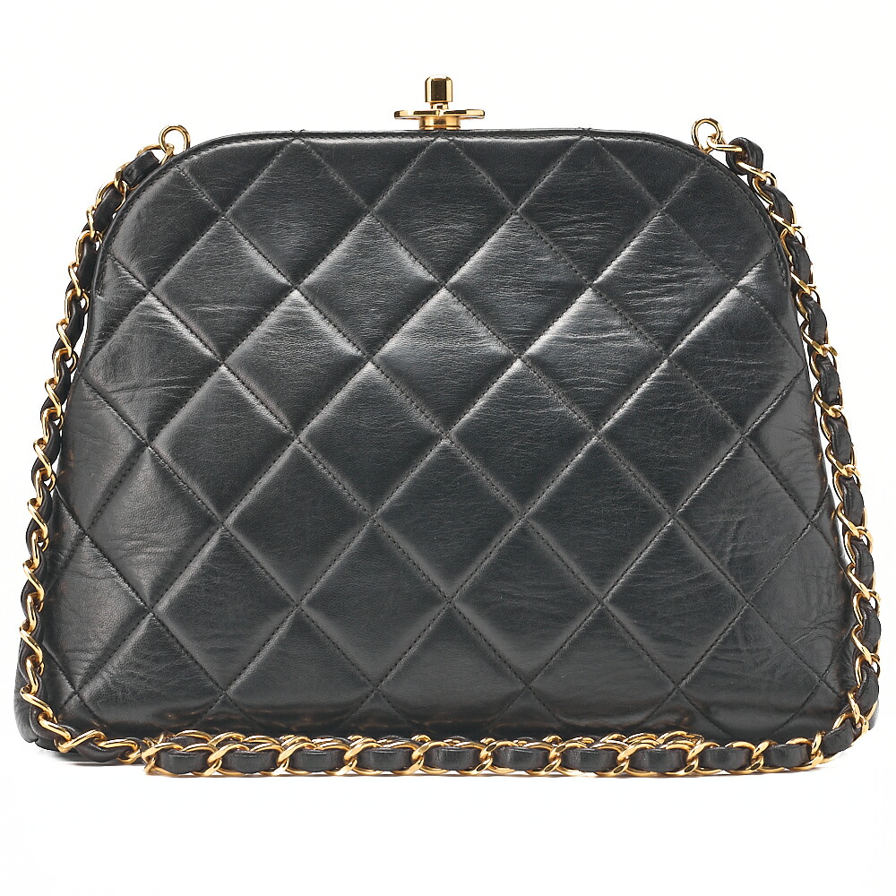 CHANEL 子ヒツジひと肌 マトラッセ ココマーク 金入れ チェーン店肩肉 黒 Ｇ金具 レディース御徒面子 ブランド名【中古】【貨物輸送無料】