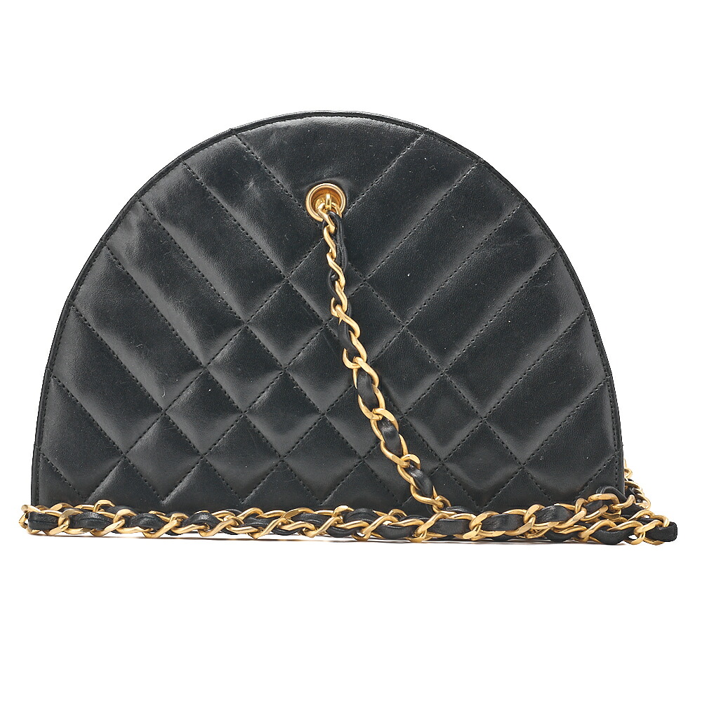CHANEL シャネル マトラッセ ひし形惹きつける 二分の一お月さま 子ヒツジ素はだ 黒（ゴールド金具）ショルダーバッグ ミニショルダーバッグ レディース御徒面子 御機嫌ブランド名【中古】【貨物輸送無料】