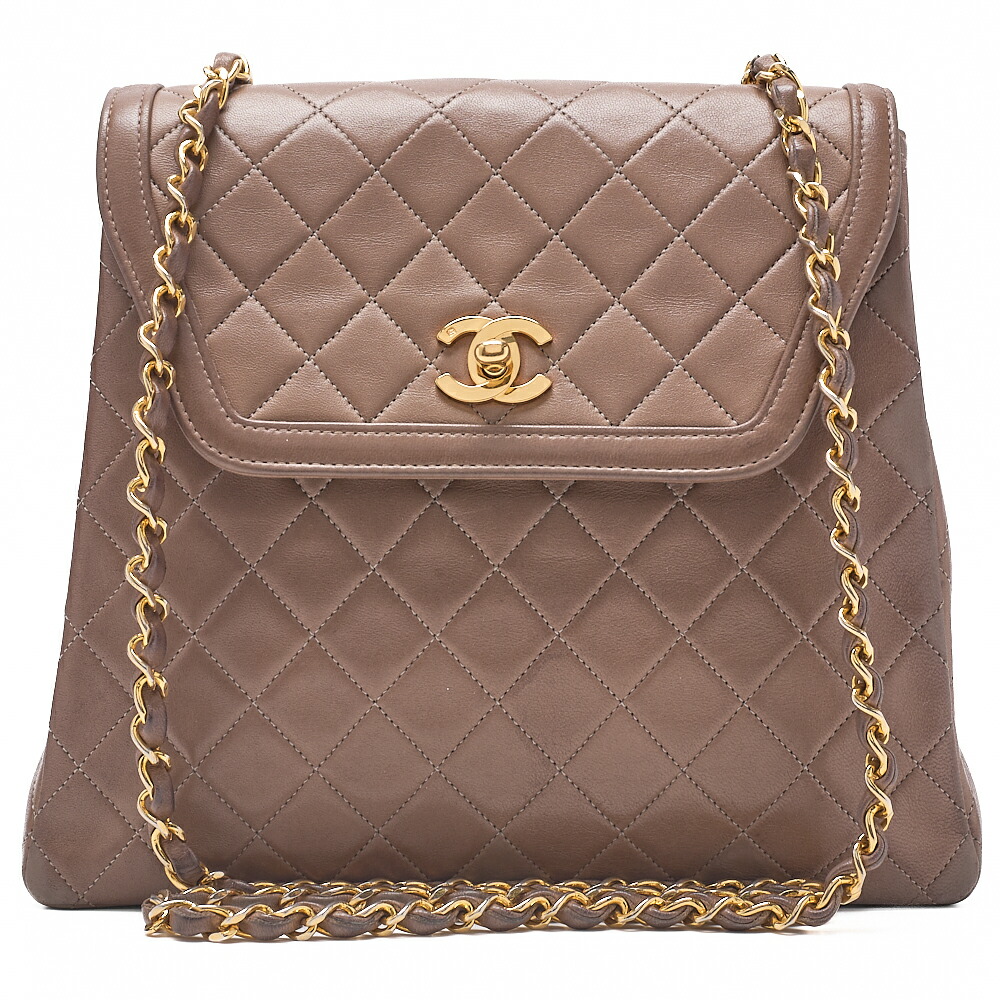CHANEL シャネル 子ヒツジひと肌 マトラッセ 台形 シングル チェーン店ショルダーバッグ 赤銅色  ゴールド金具 レディース御徒面子 ブランド名【中古】【貨物輸送無料】