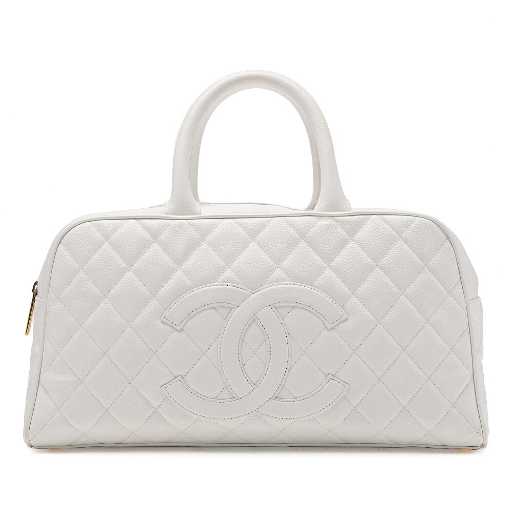 CHANEL シャネル  ハンドバック  ボストンバッグ  キャビア人はだ  マトラッセ  ココマーク  白（ゴールド金具）レディース御徒面子  【中古】【貨物輸送無料】