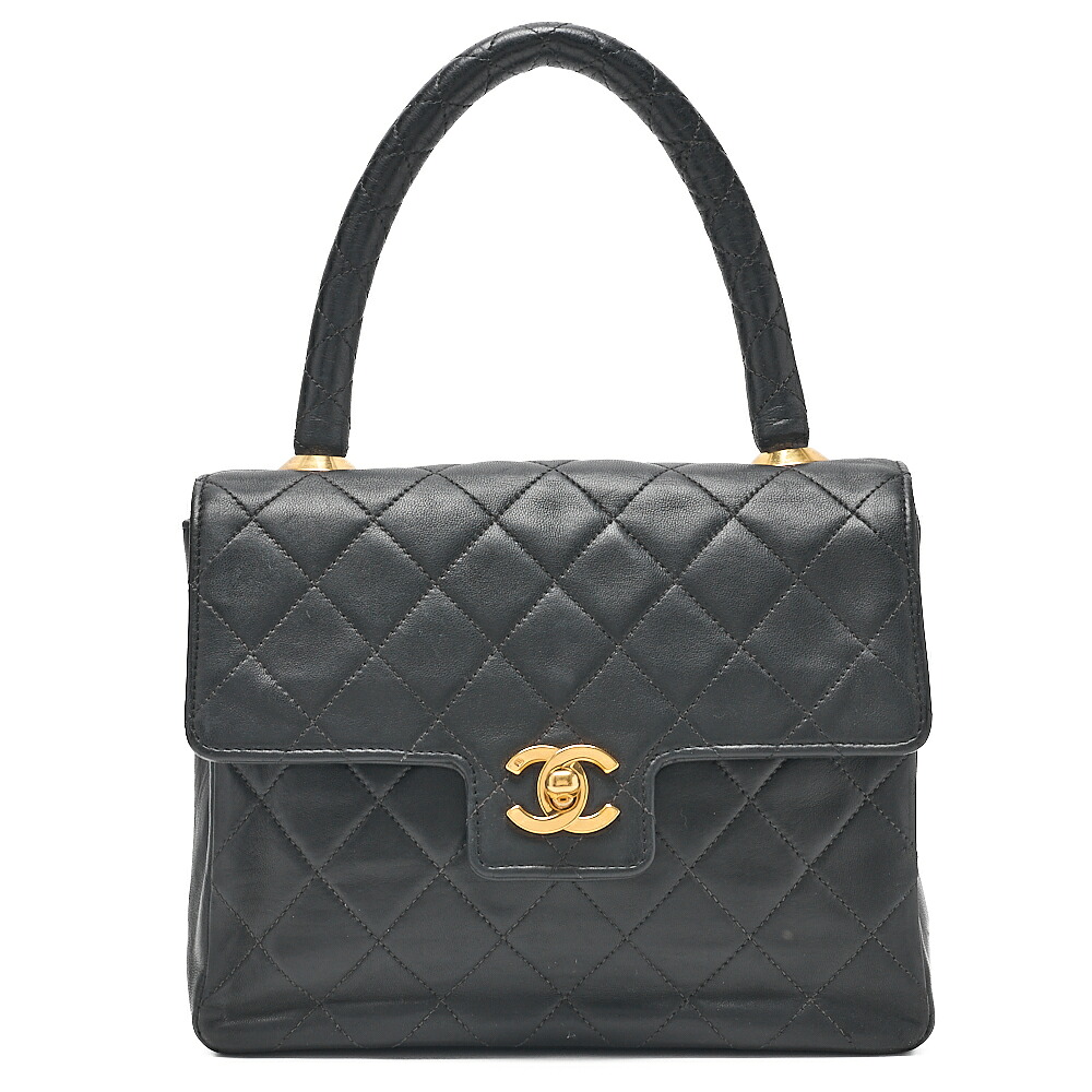 CHANEL  シャネル 子ヒツジひと肌 マトラッセ ハンドバック 黒  ゴールド金具 レディース【中古】【貨物輸送無料】