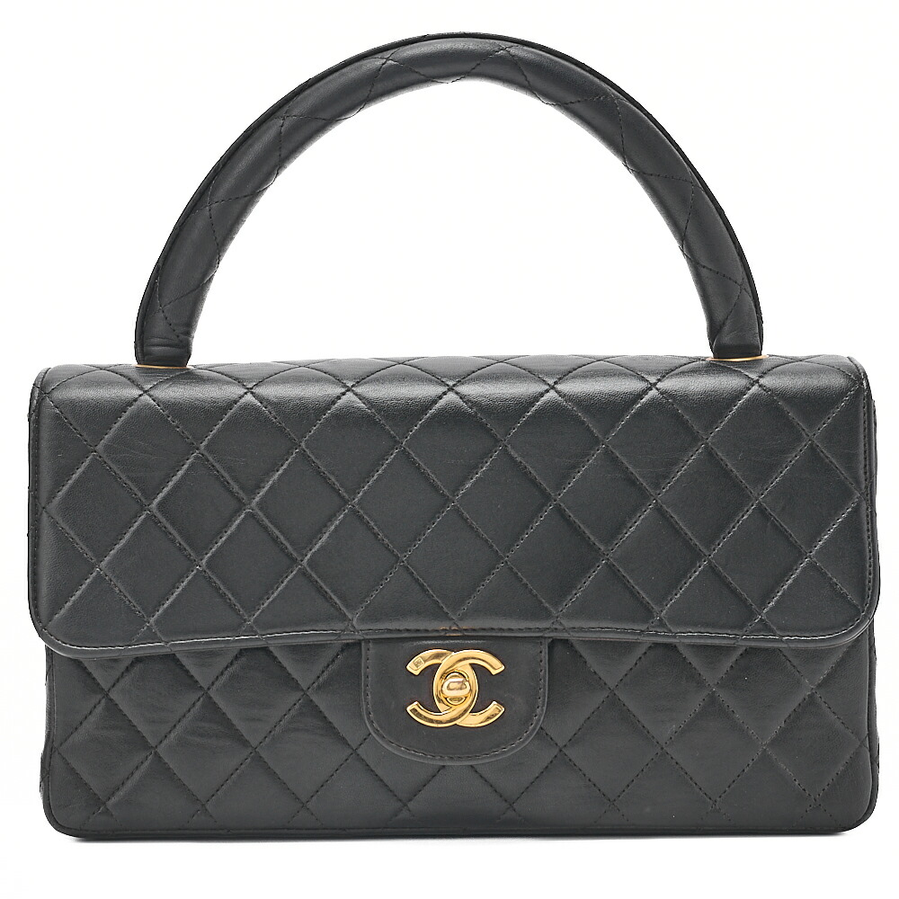 CHANEL シャネル ハンドバック マトラッセ 親子御徒面子 親のみ 子ヒツジ人はだ 黒 ゴールド金具 レディース御徒面子 ブランド名【中古】【貨物輸送無料】