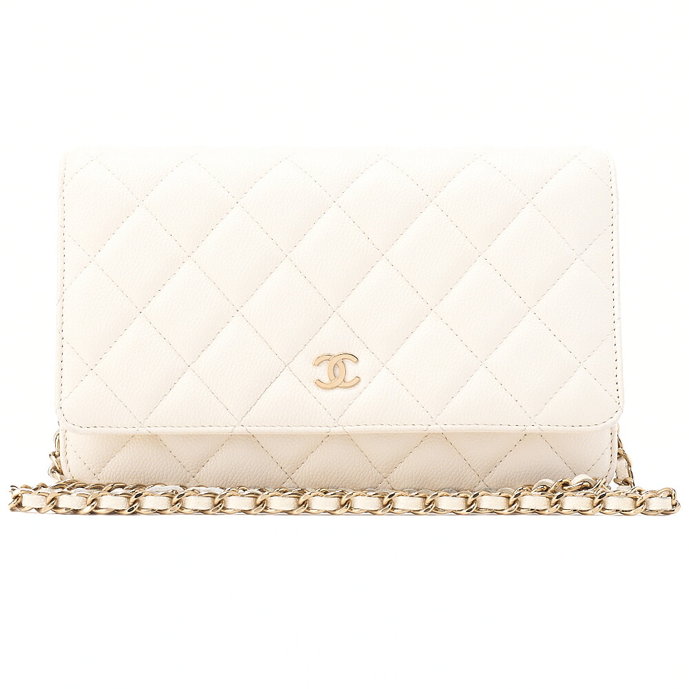 CHANEL シャネル マトラッセ チェーンウォレット キャビア素はだ 白（ゴールド金具）レディース御徒面子 レディースショルダーバッグ ショルダーバッグ 御機嫌ブランド名【中古】【貨物輸送無料】