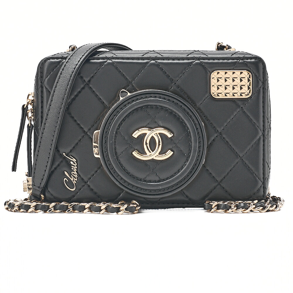 CHANEL シャネル チェーンショルダーバッグ マトラッセ カメラバッグ　ラムスキン 黒 （ゴールド金具） レディース バッグ レディース【中古】【送料無料】｜Vintage La Charme