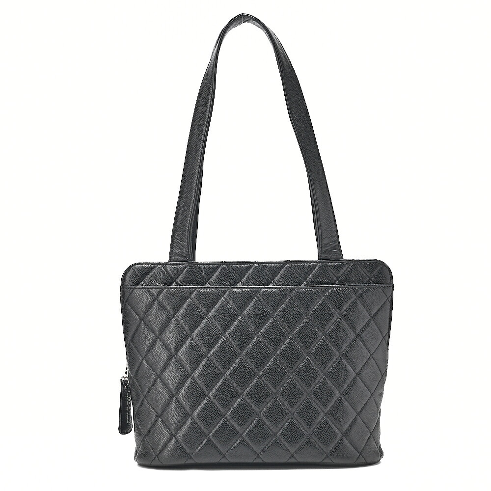CHANEL シャネル ショルダーバッグ キャビアスキン マトラッセ プルチャーム 黒（シルバー金具）レディースバッグ ブランド【中古】【送料無料】｜Vintage La Charme