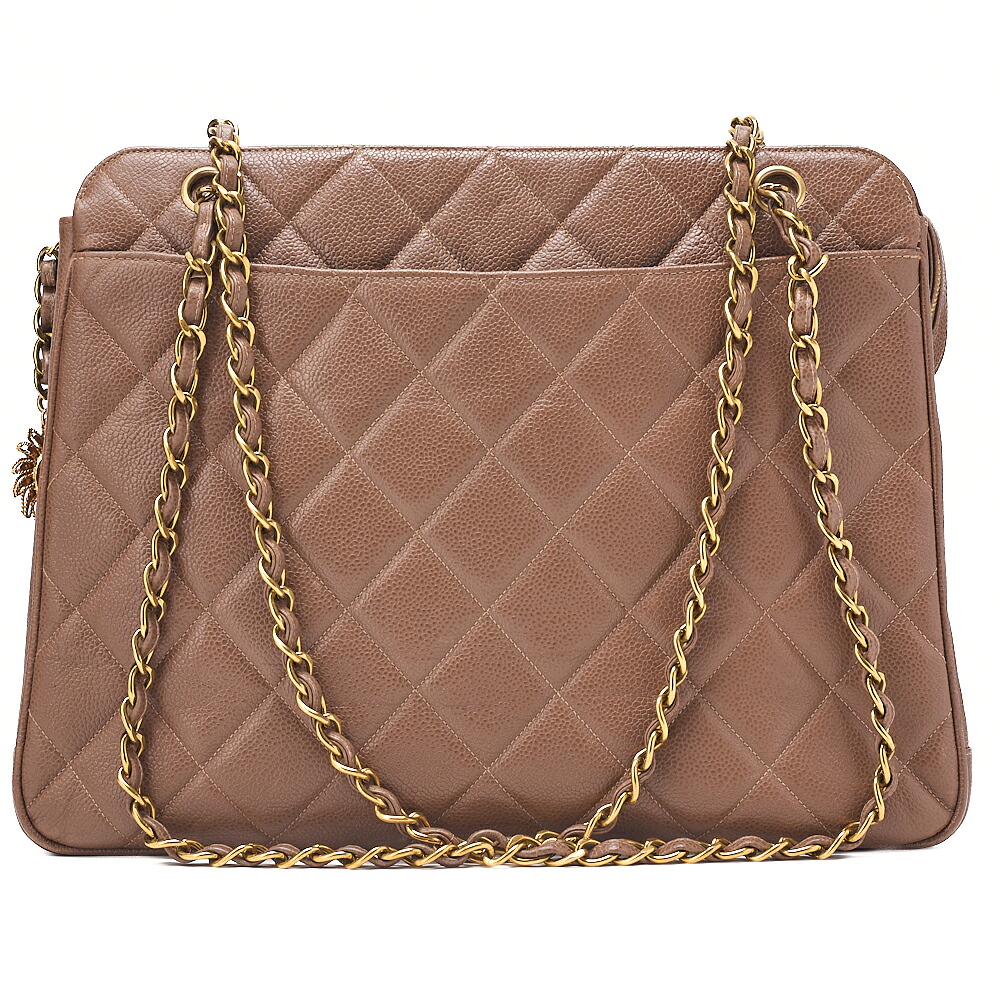 CHANEL　シャネル　キャビアスキン 　マトラッセ　太陽チャーム付き　チェーンショルダー　ブラウン　 ゴールド金具　レディースバッグ ブランド【中古】【送料無料】｜Vintage La Charme